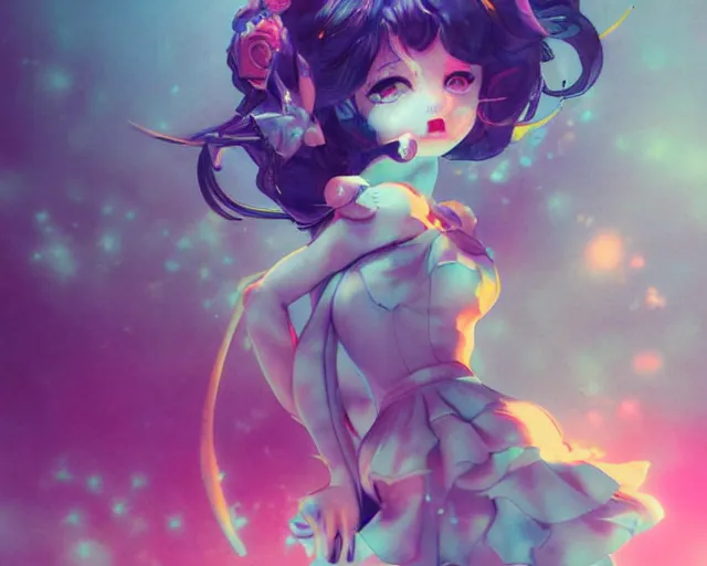 Image similar to James Jean isolated magical girl vinyl figure concept art, figure photography, smooth sharp focus, holographic undertones, anime stylized, high detail, ethereal lighting - H 640