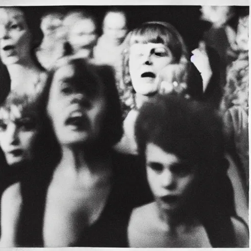 Image similar to high quality high detail photograph by diane arbus, hd, odd people in a frenzy, aggression, disfiguration, intense psychological triller, photorealistic lighting