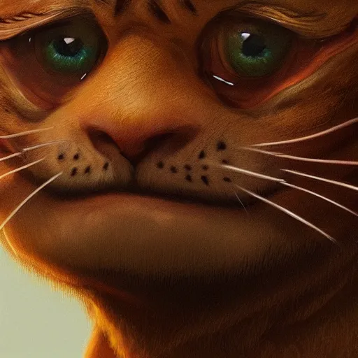 Image similar to close up of garfield realistic shaded, fine details, realistic shaded lighting poster by greg rutkowski