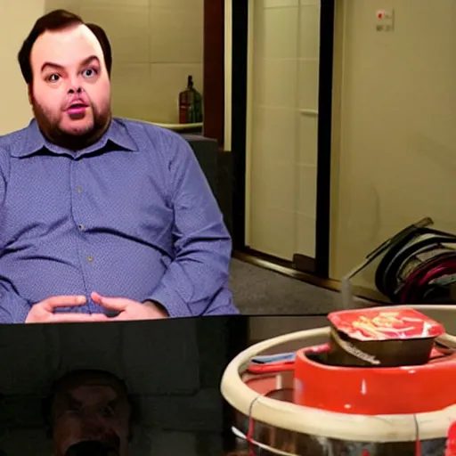 Prompt: Rich Evans on a three day bender, candid footage from TMZ