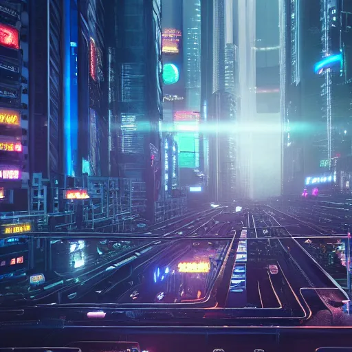 Image similar to A gigantic, sprawling cyberpunk megacity, Tokyo, night, unreal engine, octane render, ray tracing, realistic, highly detailed, cinematic, hyper realism, high detail, synthwave, concept art, award winning