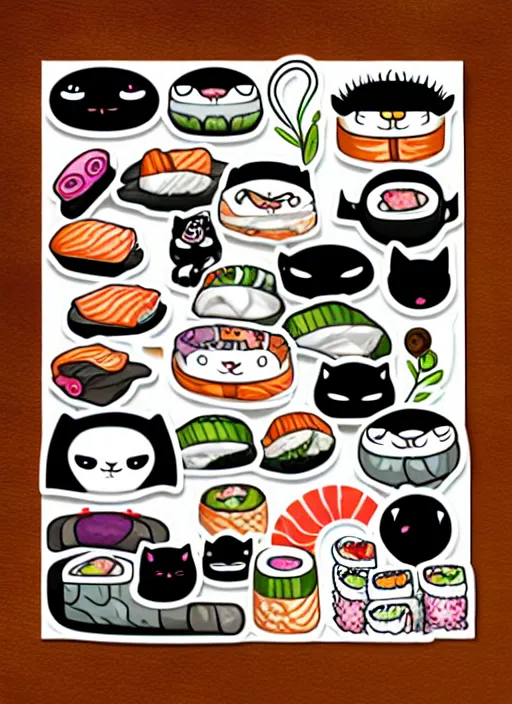 Image similar to sushi cats sticker sheet