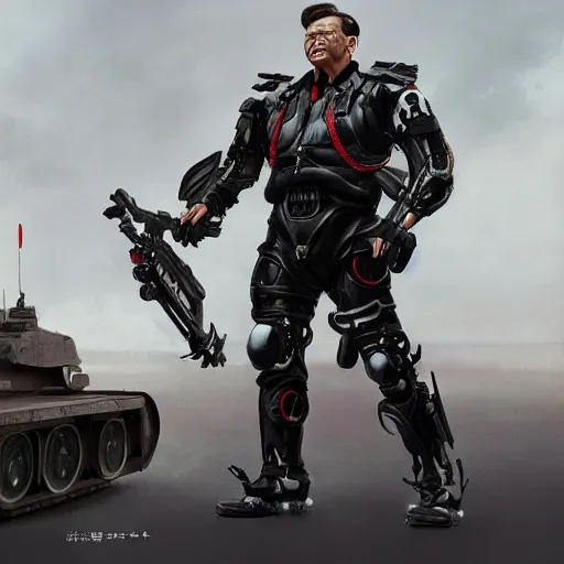 Image similar to leader of people's republic of china xi jinping as a t - 8 0 0 terminator, highly detailed, digital painting, artstation, concept art, matte, sharp focus, illustration, art by artgerm and greg rutkowski and alphonse mucha