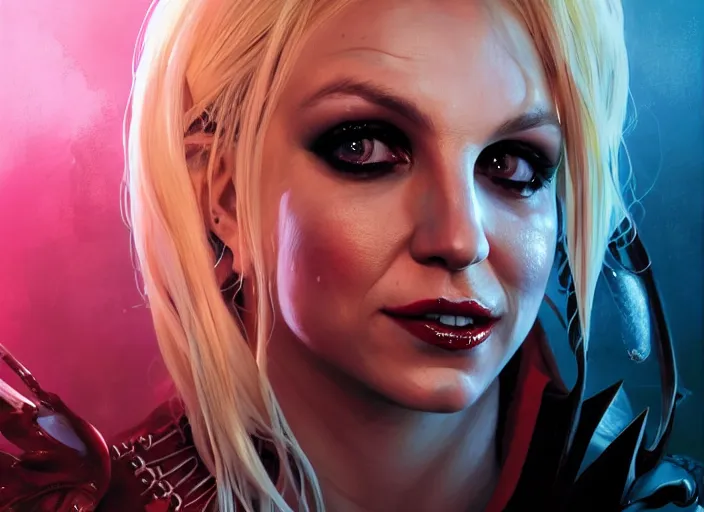 Prompt: highly detailed portrait of britney spears as harley quinn, in batman comics, stephen bliss, unreal engine, fantasy art by greg rutkowski, loish, rhads, ferdinand knab, makoto shinkai and lois van baarle, ilya kuvshinov, rossdraws, tom bagshaw, global illumination, radiant light, detailed and intricate environment