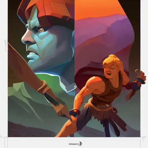 Image similar to face icon stylized minimalist he - man and the masters of the universe, loftis, cory behance hd by jesper ejsing, by rhads, makoto shinkai and lois van baarle, ilya kuvshinov, rossdraws global illumination