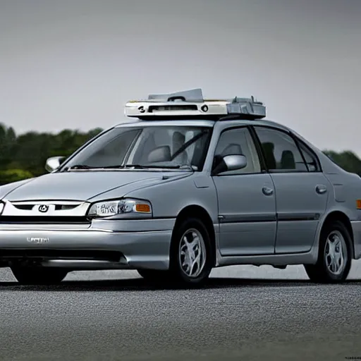 Image similar to grey toyota camry 1 9 9 9 flying in the sky