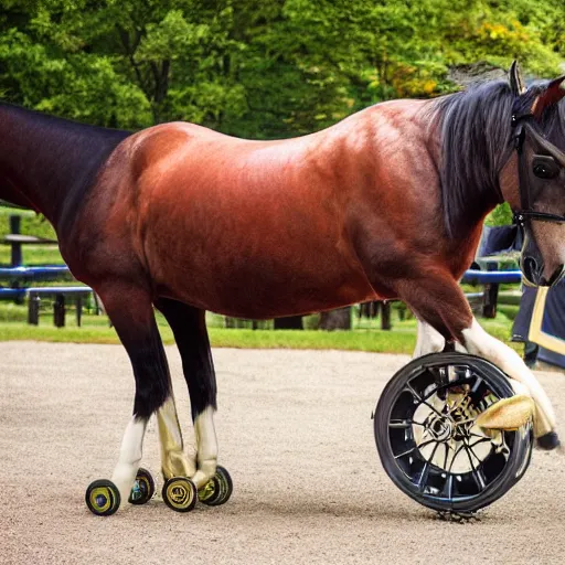 Prompt: horse with wheels