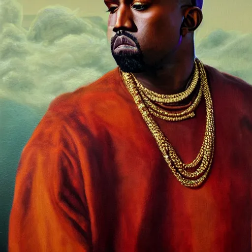 Image similar to kanye west | renaissance | oil painting | highly detailed | emotional