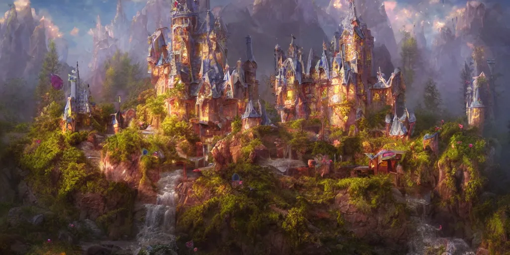 Image similar to a fairy castle, extremely detailed oil painting, unreal 5 render, fantasy digital art, octane render, beautiful composition, trending on artstation, award-winning photograph, masterpiece