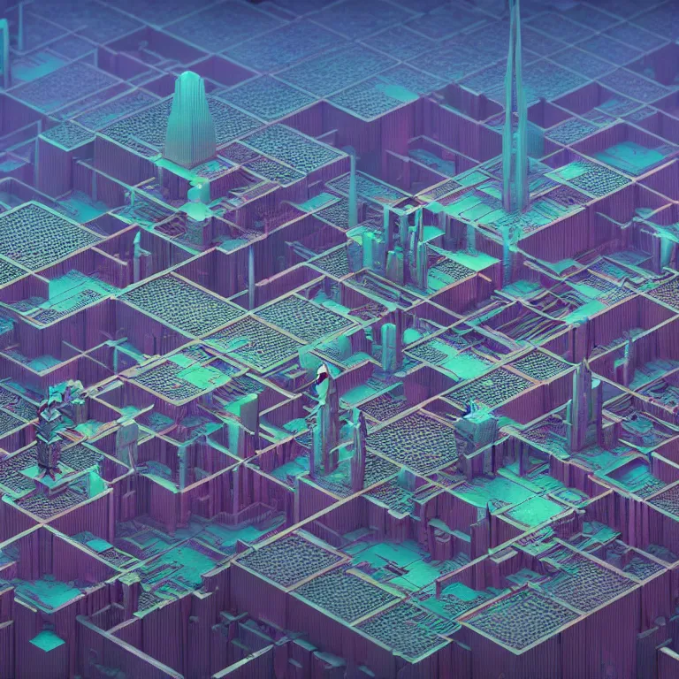 Image similar to symmetrical isometric 3 d voxel superstructure of an extraterrestrial futuristic biopunk city, highly detailed sci - fi art in the style of beksinski and beeple