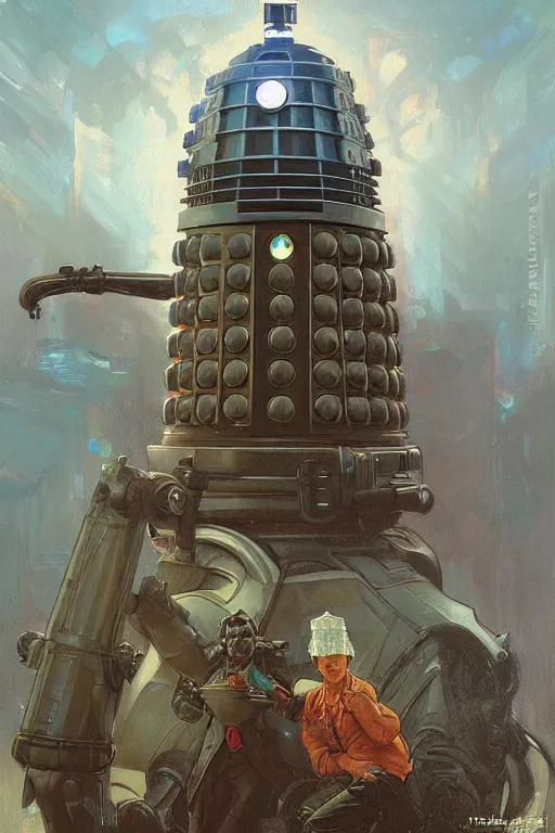 Image similar to Dalek, portrait by Stanley Artgerm Lau, greg rutkowski, thomas kindkade, alphonse mucha, loish, norman Rockwell