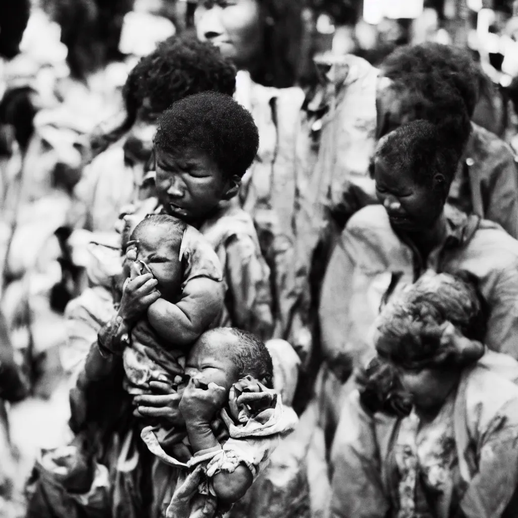 Prompt: photograph of a black baby crying in shinjuku