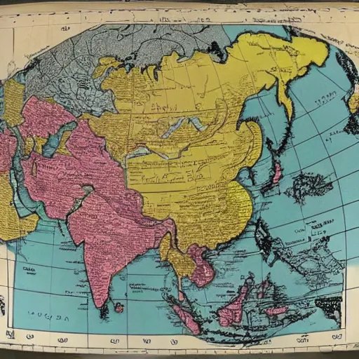 Image similar to monochrome map of Asia with USSR highlighted, 1945