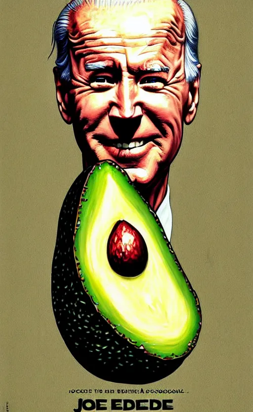 Image similar to joe biden avocado painting propaganda poster by chiara bautista, beksinski and norman rockwell and greg rutkowski weta studio, and lucasfilm