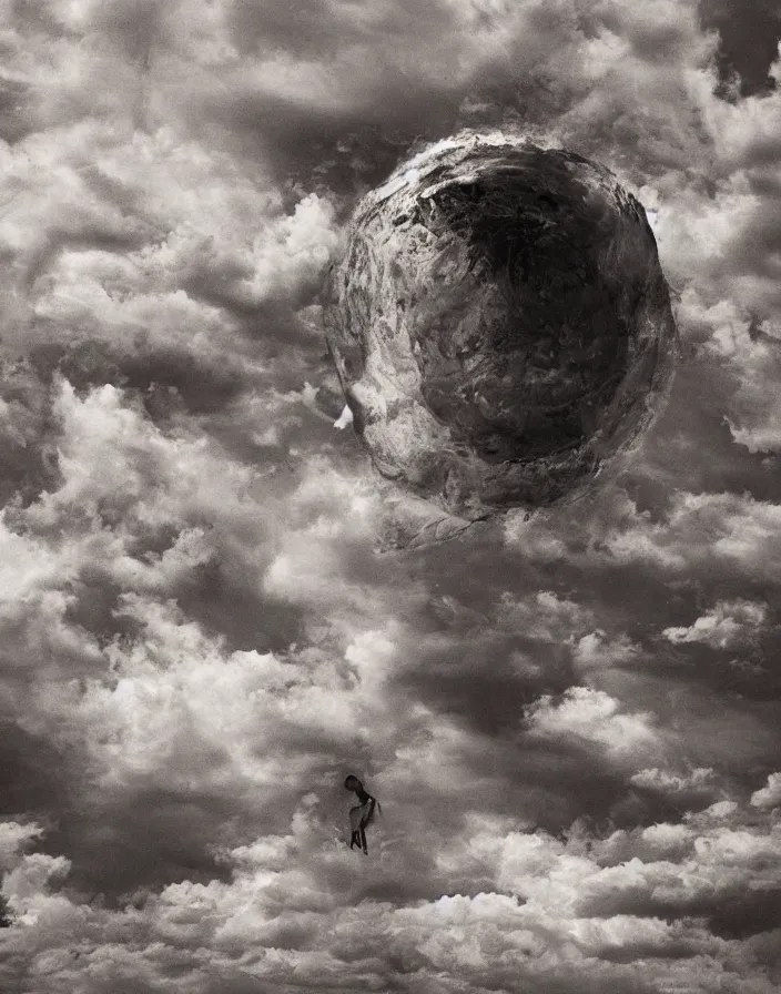 Prompt: “ human floating in the sky, photorealistic ”