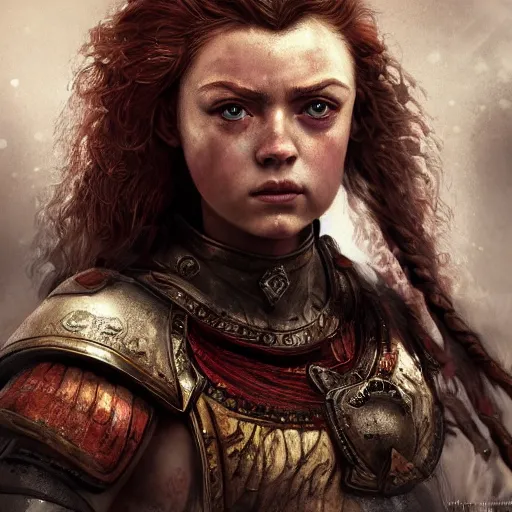 Image similar to sadie sink proud muscular female turkish warrior, portrait by Cedric Peyravernay, highly detailed, excellent composition, cinematic concept art, dramatic lighting, trending on ArtStation