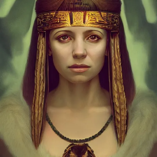 Image similar to Cleopatra portrait, atmospheric lighting, painted, intricate, volumetric lighting, beautiful, rich deep colors masterpiece, golden hour, sharp focus, ultra detailed, by Leesha Hannigan, Ross Tran, Thierry Doizon, Kai Carpenter, Ignacio Fernández Ríos