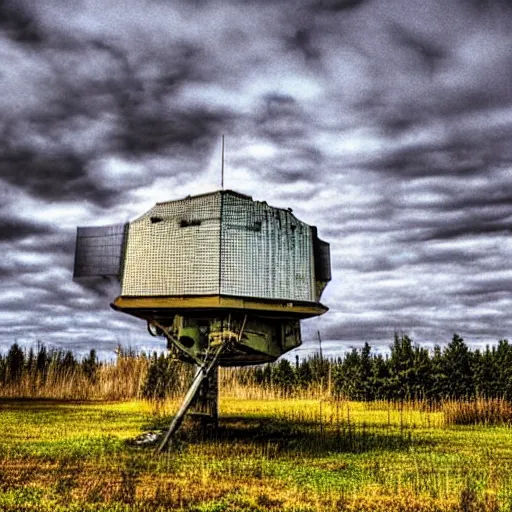 Prompt: abandoned cold war radar installation, 1 9 9 0 photo, 4 k, 8 k, hdr, art station