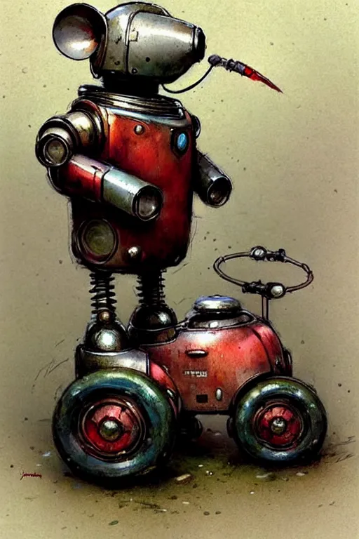 Image similar to adventurer ( ( ( ( ( 1 9 5 0 s retro future android robot fat robot mouse wagon. muted colors. ) ) ) ) ) by jean baptiste monge!!!!!!!!!!!!!!!!!!!!!!!!! chrome red