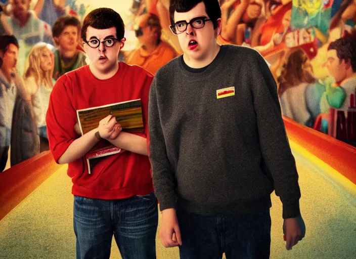 Image similar to his name is mclovin, superbad hollywood movie, cinematic, 8 k, photorealistic