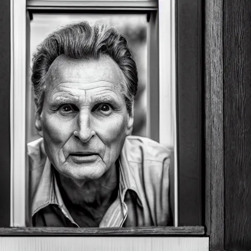 Image similar to robert stack unsolved mysteries staring into a homes window at night, ( sony a 7 r iv, symmetric balance, polarizing filter, photolab, lightroom, 4 k, dolby vision, photography awardm, voque, perfect face )