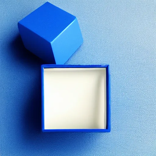 Prompt: 1 blue cube on white studio floor, soft light