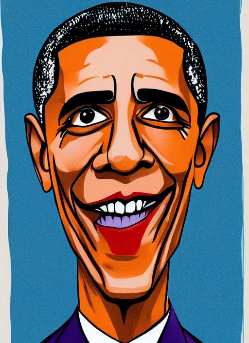 Image similar to barack obama as the joker in the style of ernst ludwig kirchner