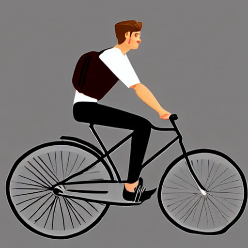 Prompt: Man riding a comically tiny bicycle, digital artwork, trending on artstation