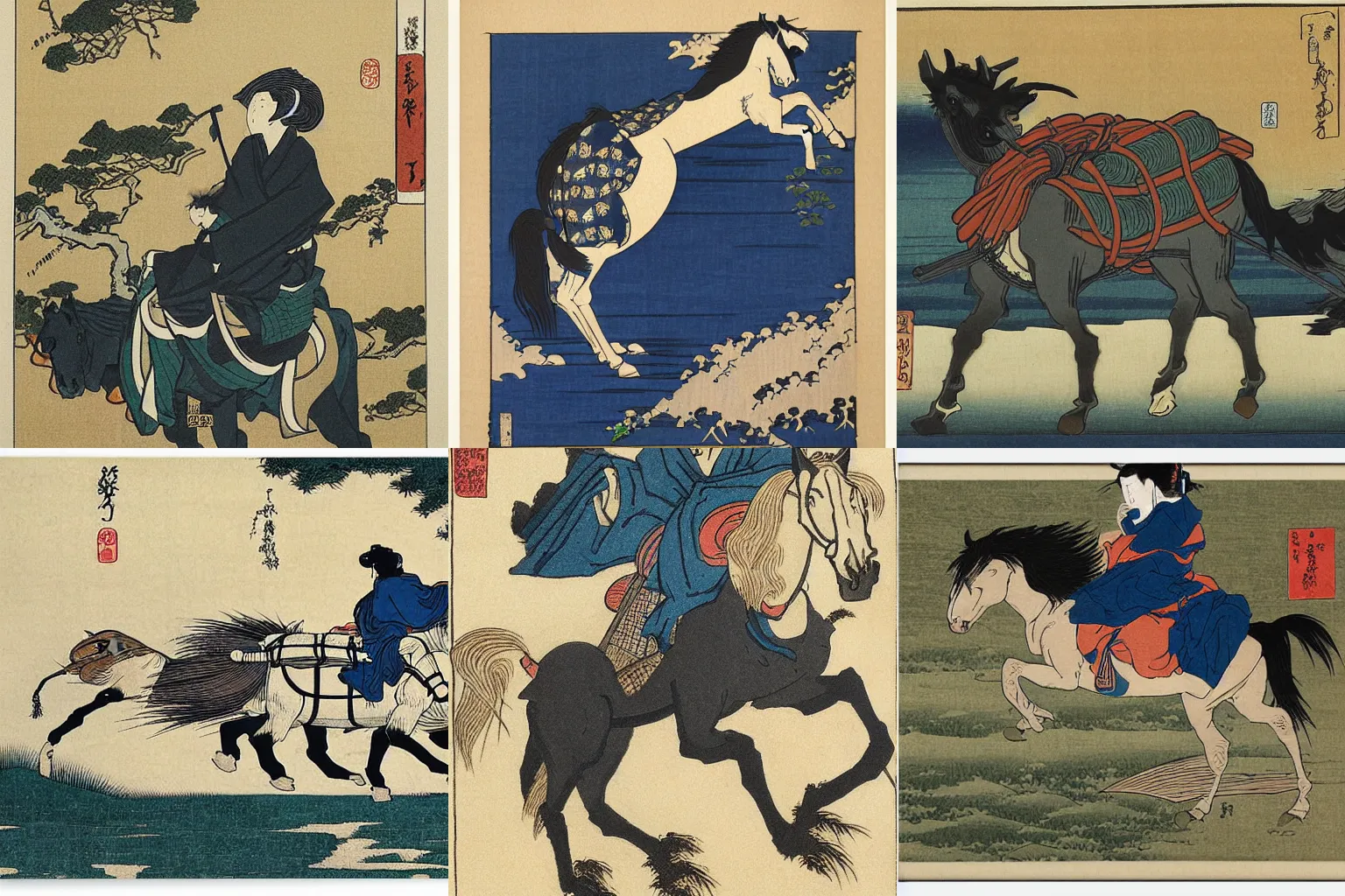 Prompt: pack horse by hokusai