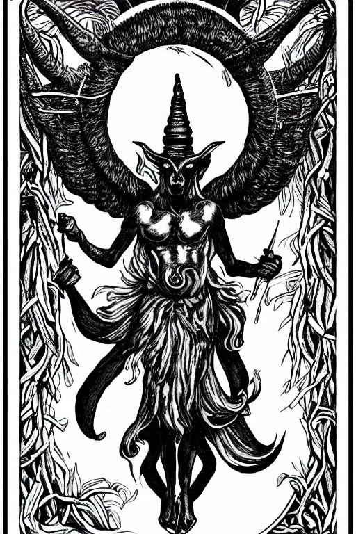 Image similar to baphomet black and white illustration