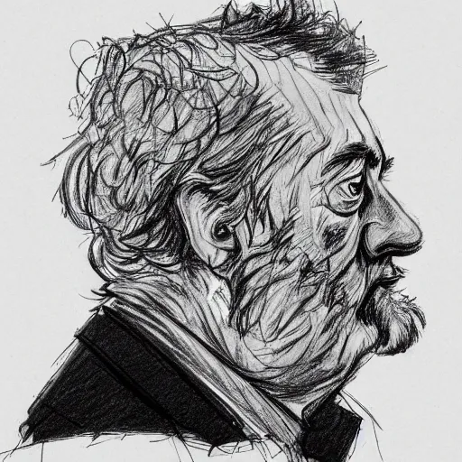 Image similar to a realistic yet scraggly portrait sketch of the side profile of a stern and sophisticated stanley kubrick, trending on artstation, intricate details, in the style of frank auerbach, in the style of sergio aragones, in the style of martin ansin, in the style of david aja, in the style of mattias adolfsson