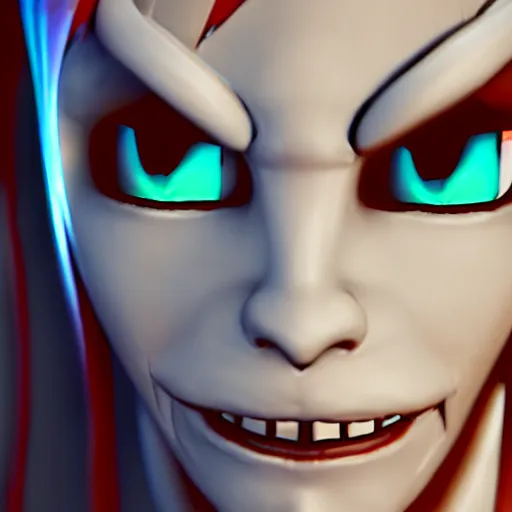 Image similar to 3D render of Undyne from the game Undertale