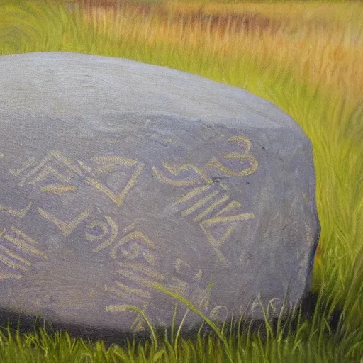 Image similar to runestone, oil painting