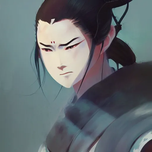 Image similar to samurai, concept art, fantasy character portrait, fantasy, illustration, trending on artstation, art by Makoto Shinkai