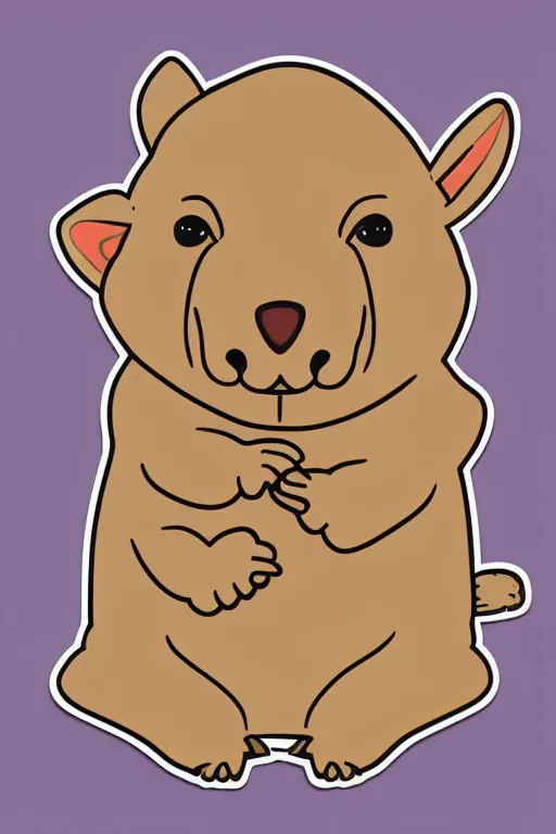 Prompt: Portrait of a cute wombat, sticker, andromorphic, colorful, illustration, highly detailed, simple, smooth and clean vector curves, no jagged lines, vector art, smooth