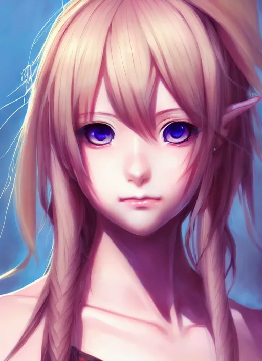 Prompt: portrait of beautiful young anime girl, cute-fine-face, pretty face, realistic shaded Perfect face, fine details. Anime, final fantasy, highly detailed, artstation, illustration, art by Kelsey Beckett