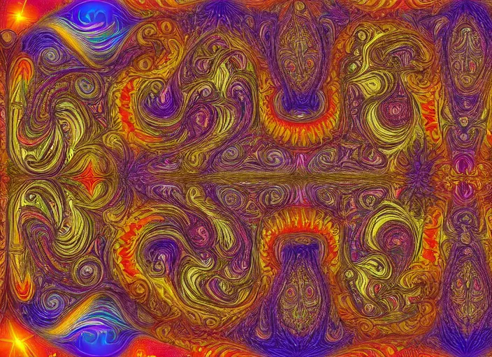 Image similar to psychedelic, DMT, an intricate and beautiful fractal in the style of fractal architect painted in the style of Alex Gray