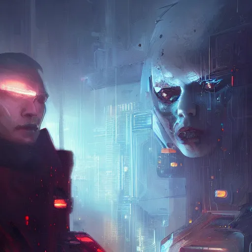 Image similar to evil artificial intelligence, cyberspace, cyberpunk, neuromancer, painted by greg rutkowski, painted by igor kieryluk, digital art, trending on artstation