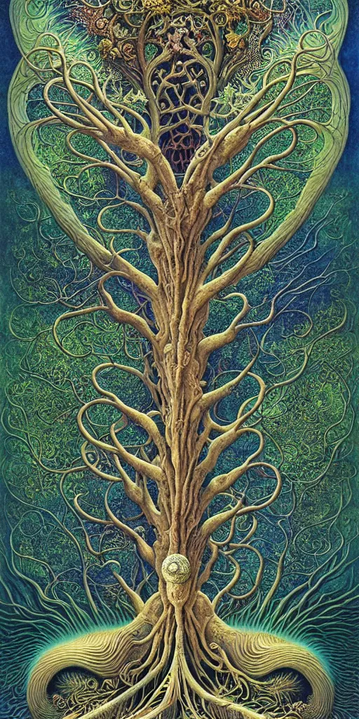 Image similar to tree of life by roger dean and andrew ferez, art forms of nature by ernst haeckel, divine chaos engine, symbolist, visionary, art nouveau, botanical fractal structures, organic, detailed, realistic, surreality