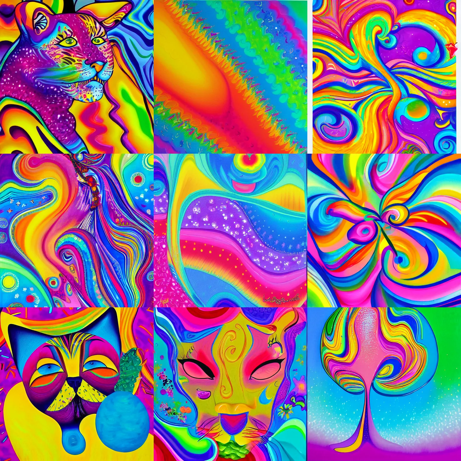Prompt: an abstract painting of joy by Lisa Frank, highly detailed