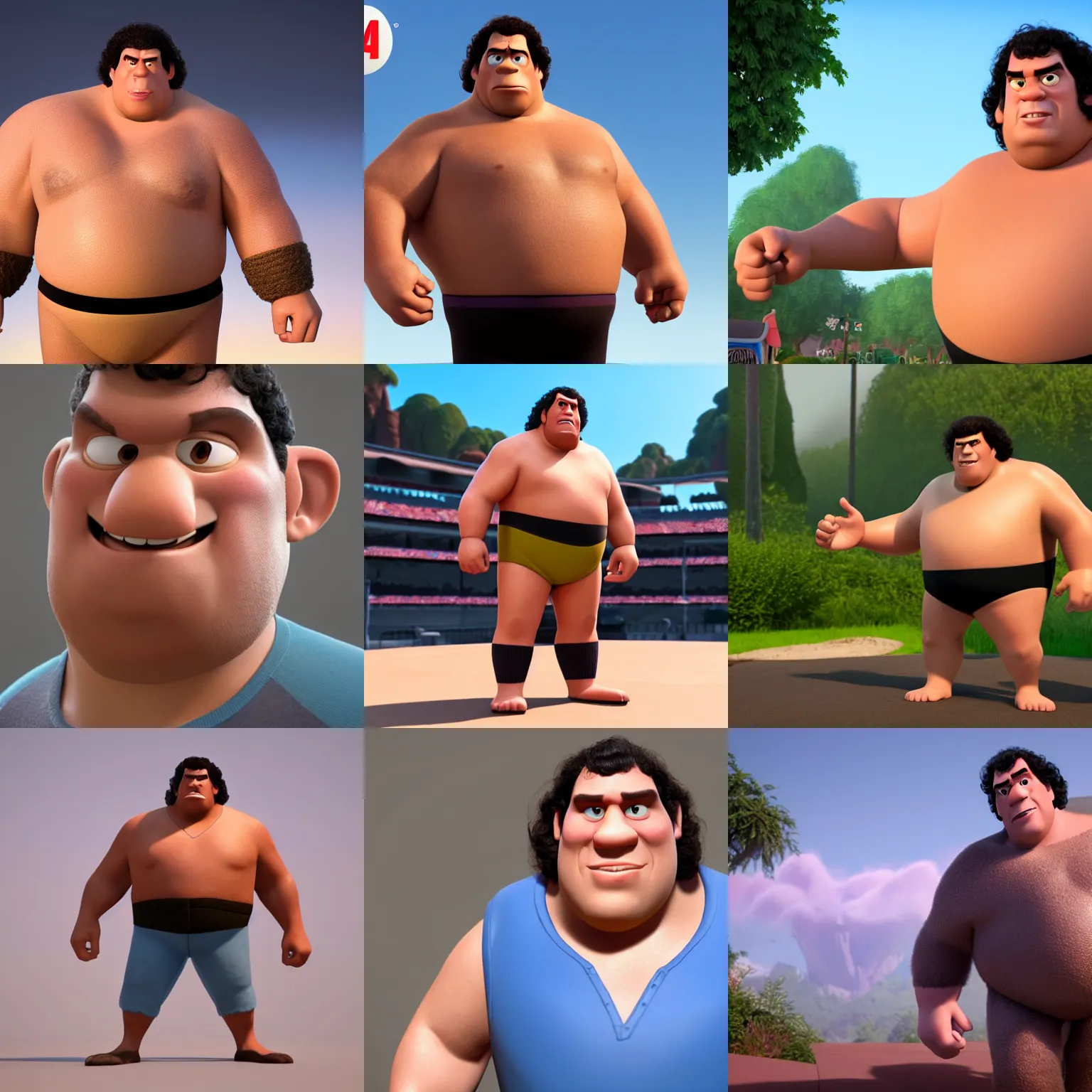 Image similar to andre the giant as a pixar disney character from up ( 2 0 0 9 ), unreal engine, octane render, 3 d render, photorealistic