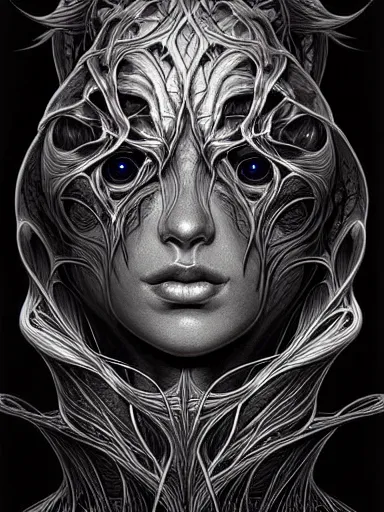 Image similar to portrait study, lord of regeneration, illustrated on black paper by, artgerm, moebius, android jones : : fractal lotus pattern : : digital painting, digital art, concept art, character design, imaginefx : : hyperrealism, dark fantasy