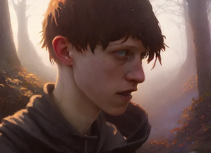 Image similar to highly detailed portrait of george mackay, in life is strange, stephen bliss, 8 k, unreal engine, fantasy art by greg rutkowski, loish, rhads, ferdinand knab, makoto shinkai and lois van baarle, ilya kuvshinov, rossdraws, tom bagshaw, global illumination, radiant light, detailed and intricate environment