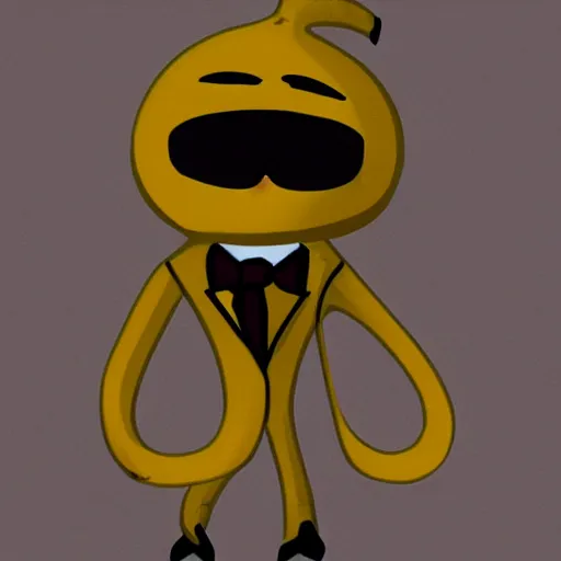 Prompt: Anthropomorphic banana in a suit