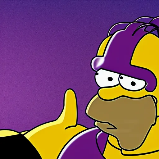 Image similar to CG Homer Simpson as Thanos, cinematic, 4K