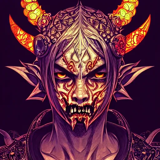Prompt: illuminated, intricate, vibrant, accurate reference, black inks, portrait concept illustration ivalice yasumi matsuno, toshiyuki itahana, akihiko yoshida, final fantasy 1 2 final fantasy tactics artwork. zombie demonslayer psychedelic jungle