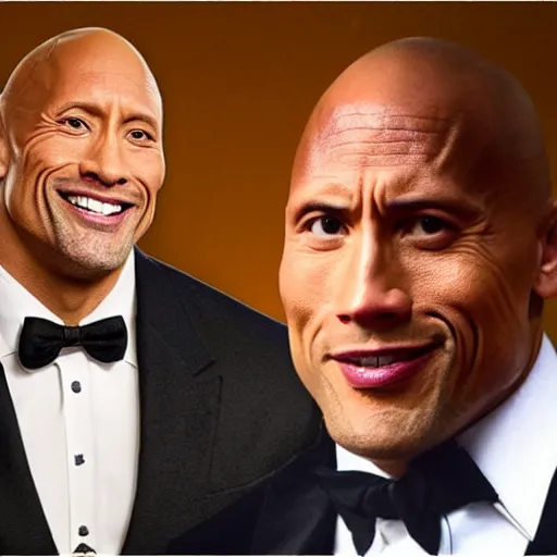 Prompt: Dwayne Johnson in The Godfather laughing