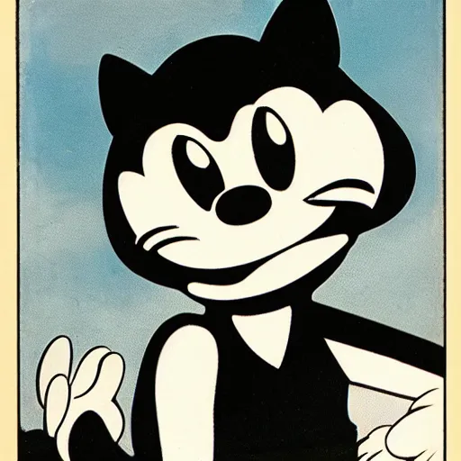 Image similar to post - apocalyptic magic kingdom, rubberhose animation, walt disney world, vintage cartoon, felix the cat,