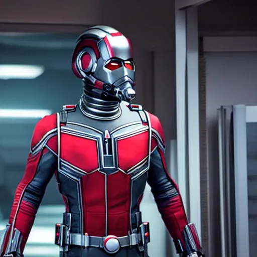 Image similar to film still of Joseph Gordon Levitt as antman in new avengers film, 4k