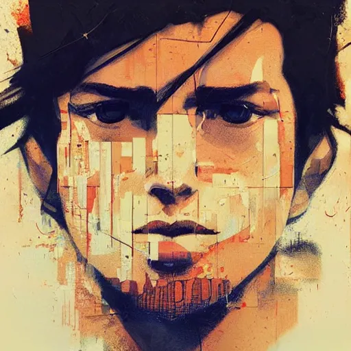 Prompt: Blondie beautiful guy profile picture by Greg Rutkowski, asymmetrical, Organic Painting , Matte Painting, geometric shapes, hard edges, graffiti, street art:2 by Sachin Teng:4